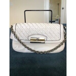 Coach kristin woven clutch, wallet on chain in white